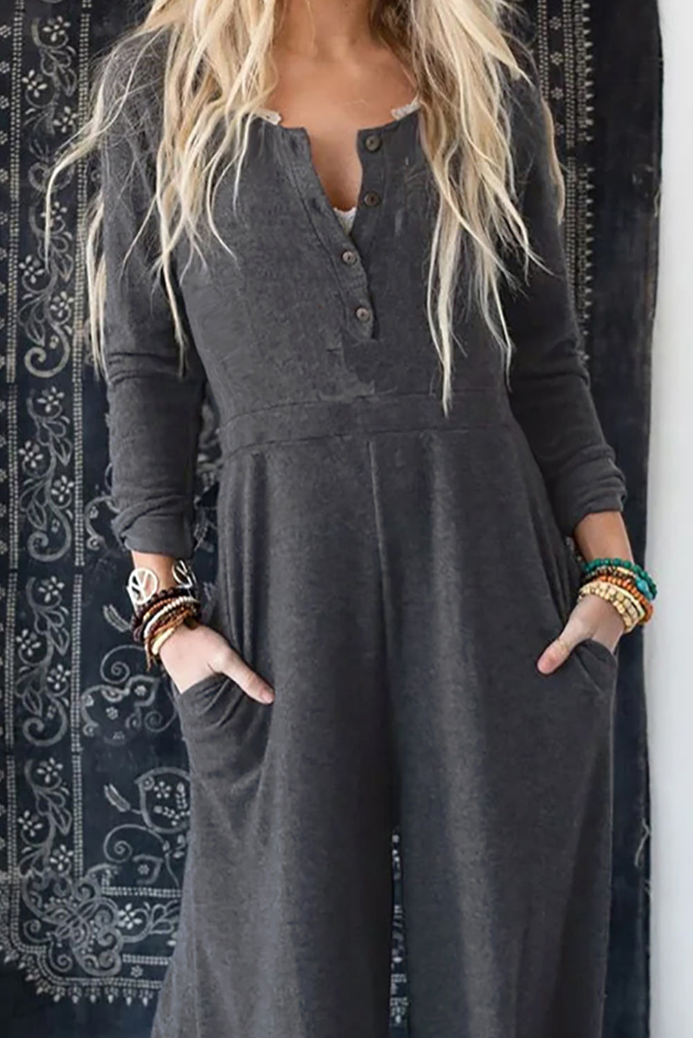 Long Sleeve Wide Leg Jumpsuit