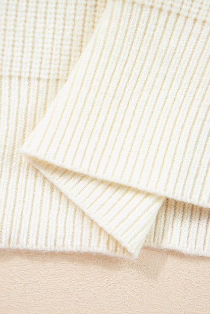 Halloween Pumpkin Embroidered Ribbed Thanksgiving Holiday Sweater