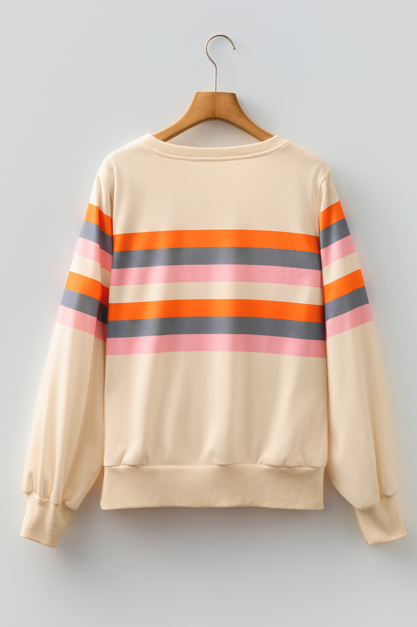 Stripe Puff Sleeve Pullover Sweatshirt