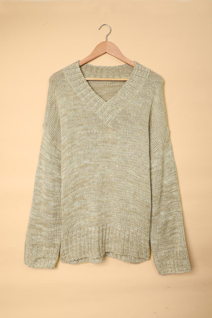 Drop Shoulder V-Neck Sweater