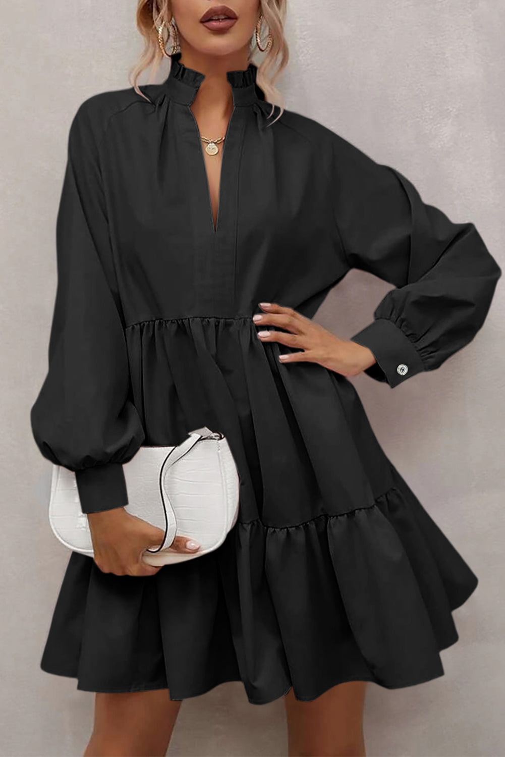 Frilled Long Sleeve Ruffle Dress