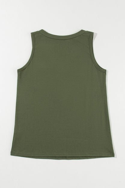 Half Buttoned V-Neck Tank Top