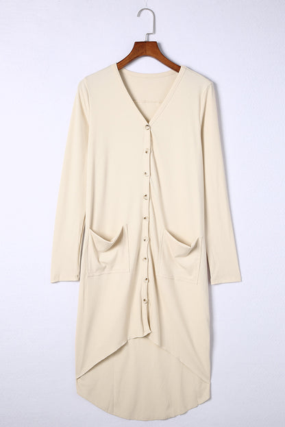 Solid Buttoned High Low Cardigan