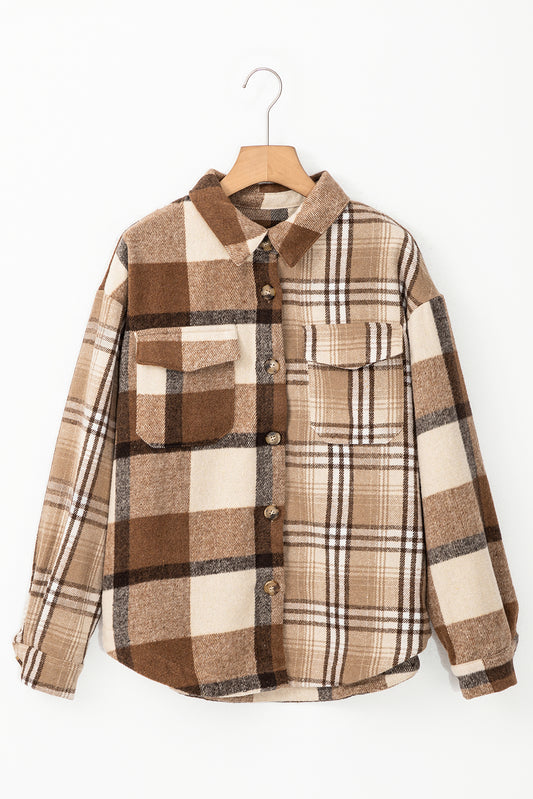 Plaid Double Flap Pocket Button-Up Shacket