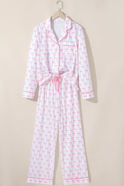 Bow Tie Shirt and Pants Pajama Set