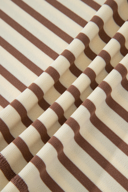 Stripe Cap Sleeve Henley Top & Shorts Set