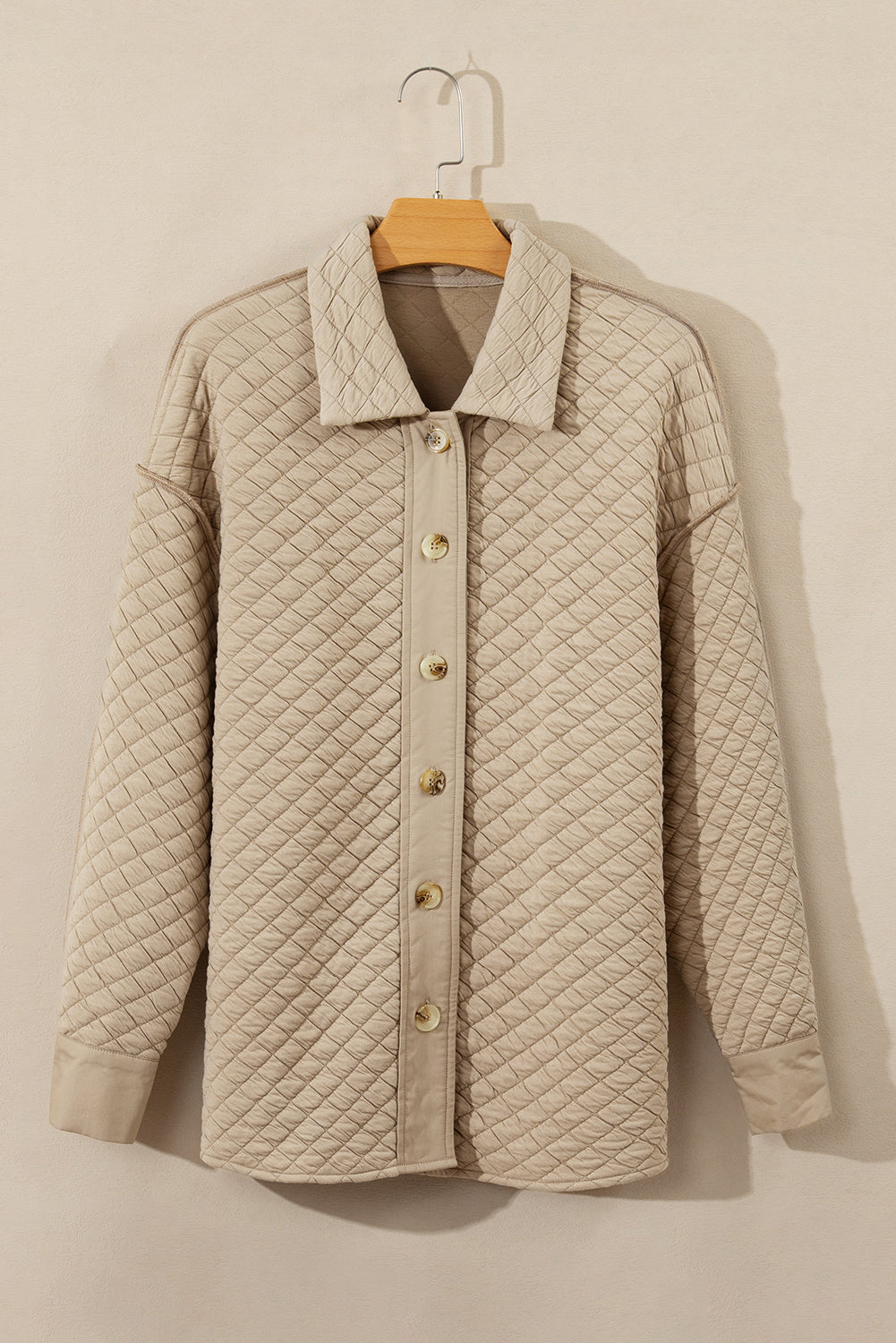 Solid Quilted Button Front Shacket