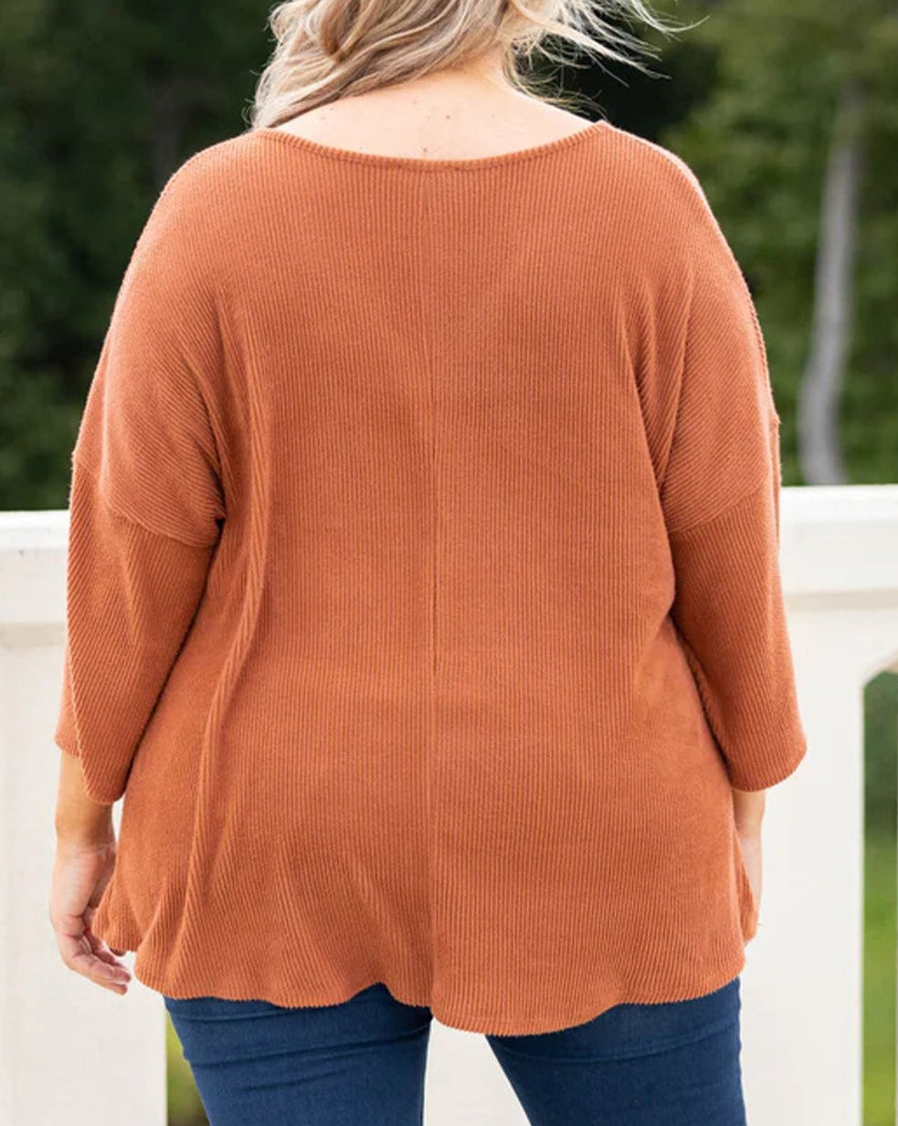 Twist Hem 3/4 Sleeve Top Plus Size