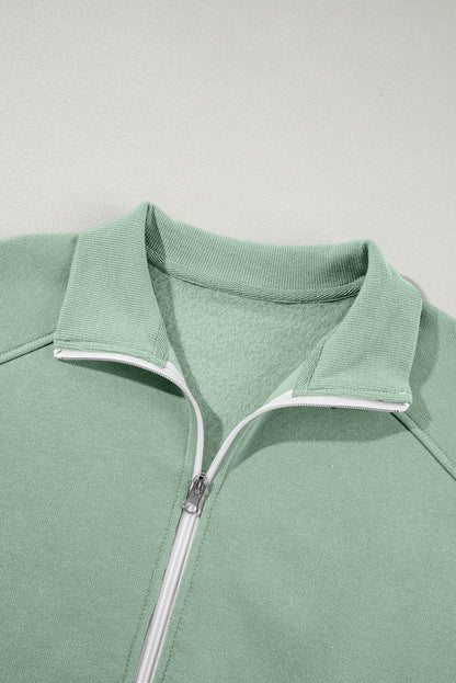 Solid Zip-Up Jacket and Drawstring Pants Set