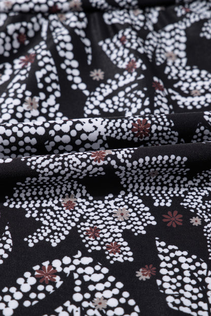 Abstract Buckle Tankini Top & Skirted Swim Set