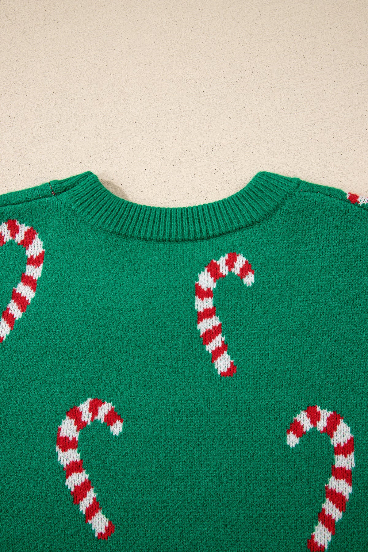 Christmas Candy Cane Drop Shoulder Sweater
