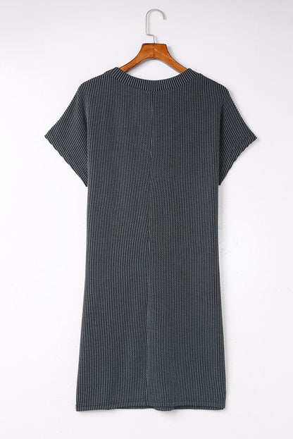 Ribbed Chest Pocket T-Shirt Dress