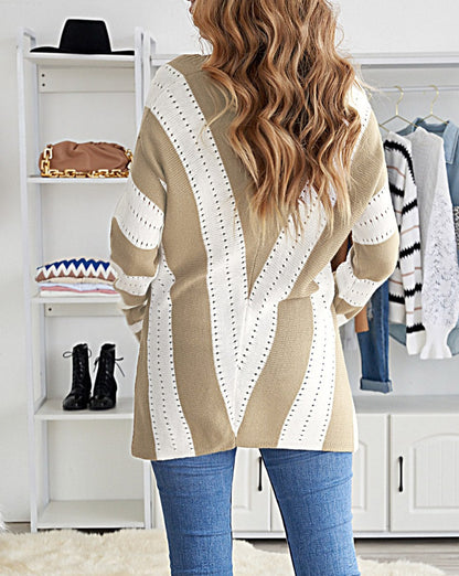 Colorblock Chevron Stripe V-Neck Sweater