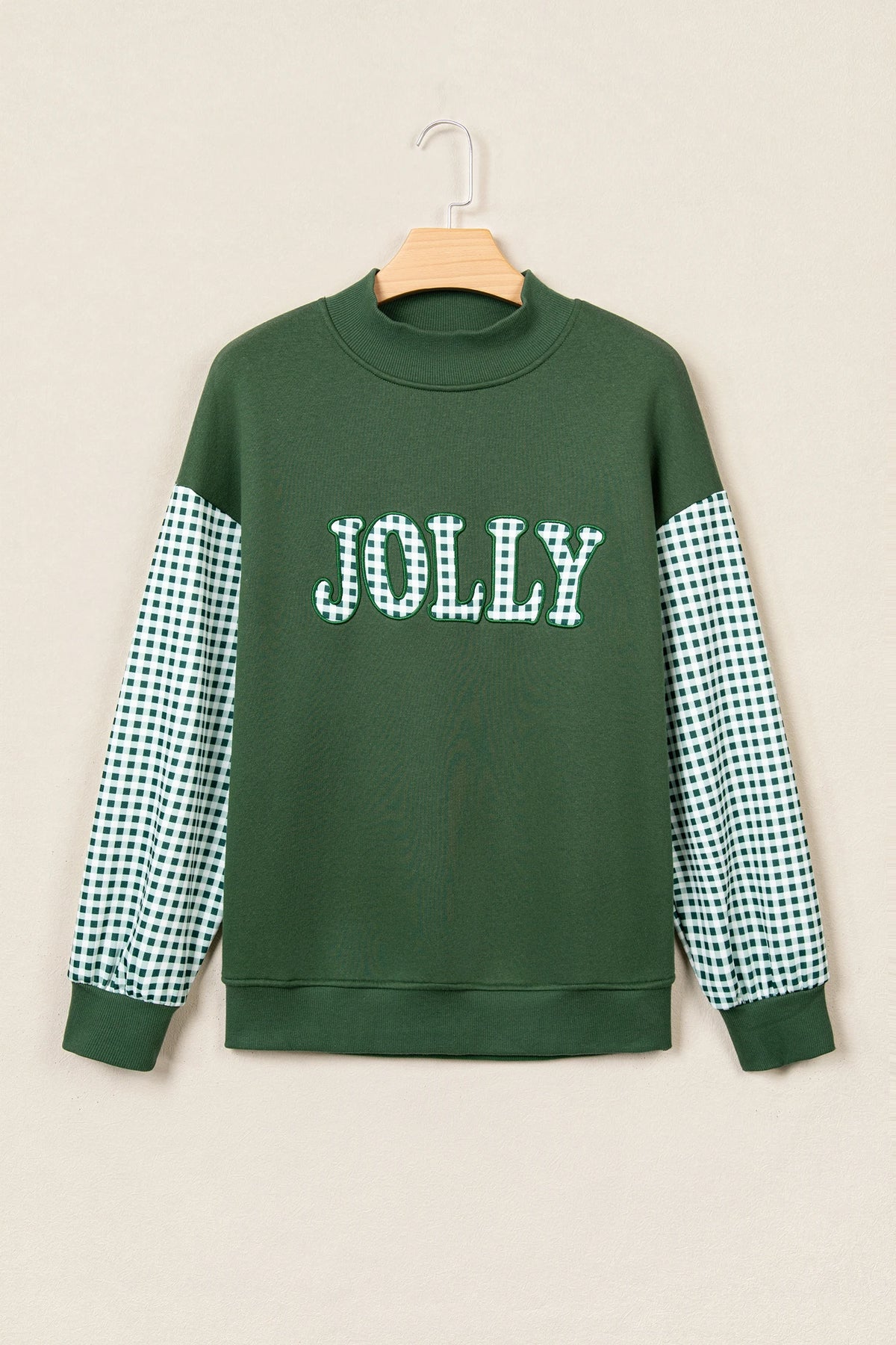JOLLY & SPOOKY Gingham Patchwork Oversized Sweatshirt