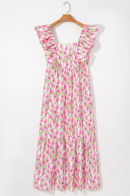 Floral Square Neck Maxi Dress