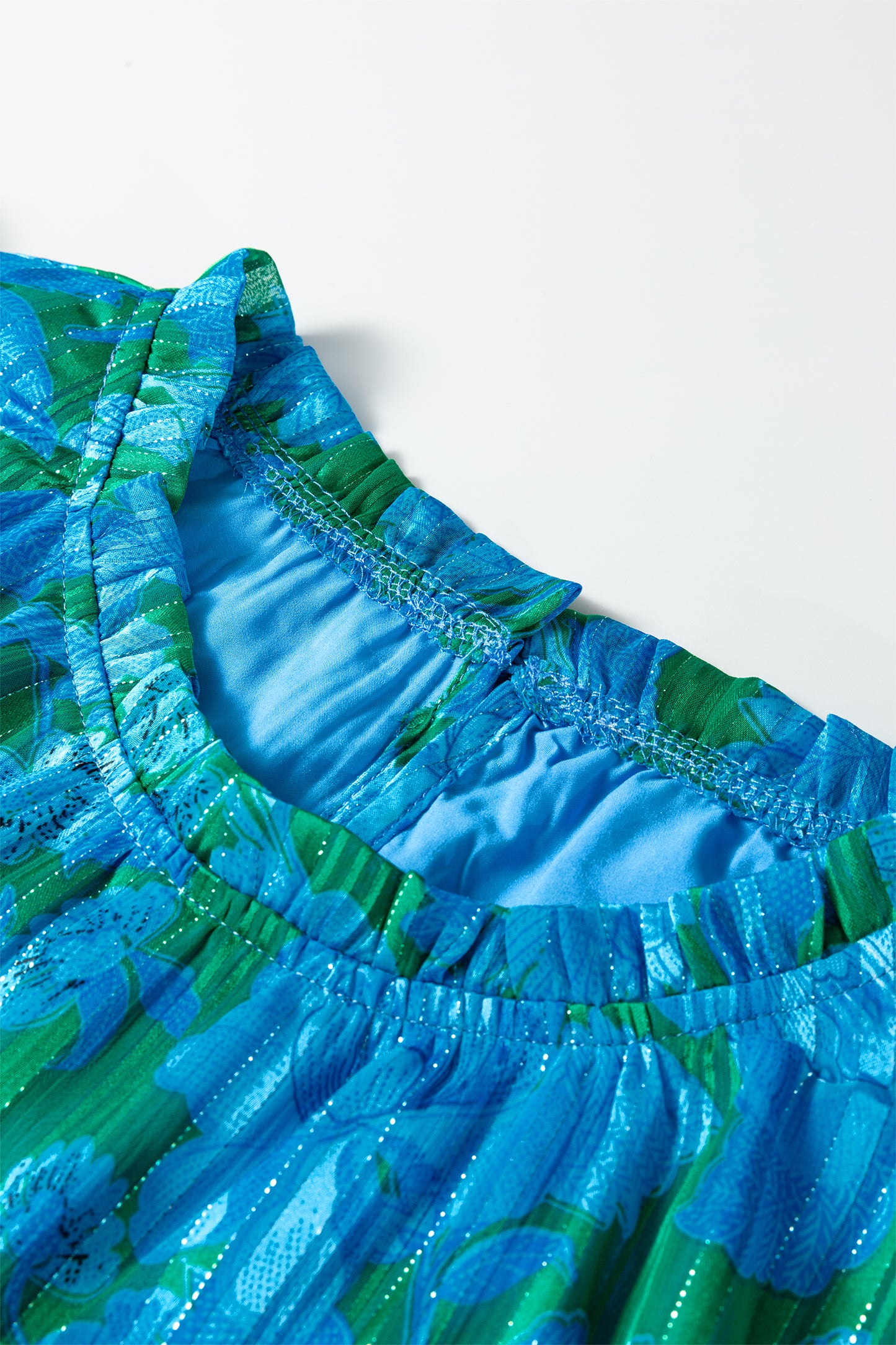 Floral Ruffle Sleeve Keyhole Back Blouse