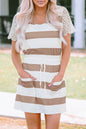 Stripe Lace Short Sleeve Dress