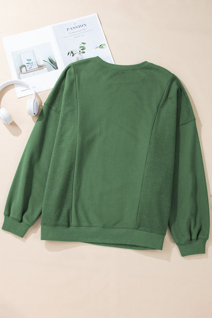 Patchwork Crewneck Sweatshirt Plus Size