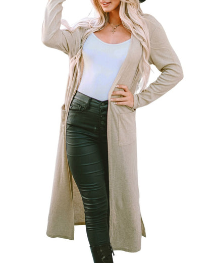 Split Hem Pocketed Duster Cardigan