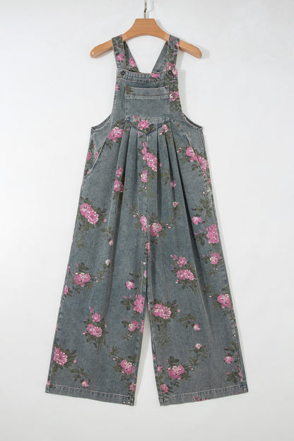 Floral Pleated High Waist Wide Leg Jumpsuit