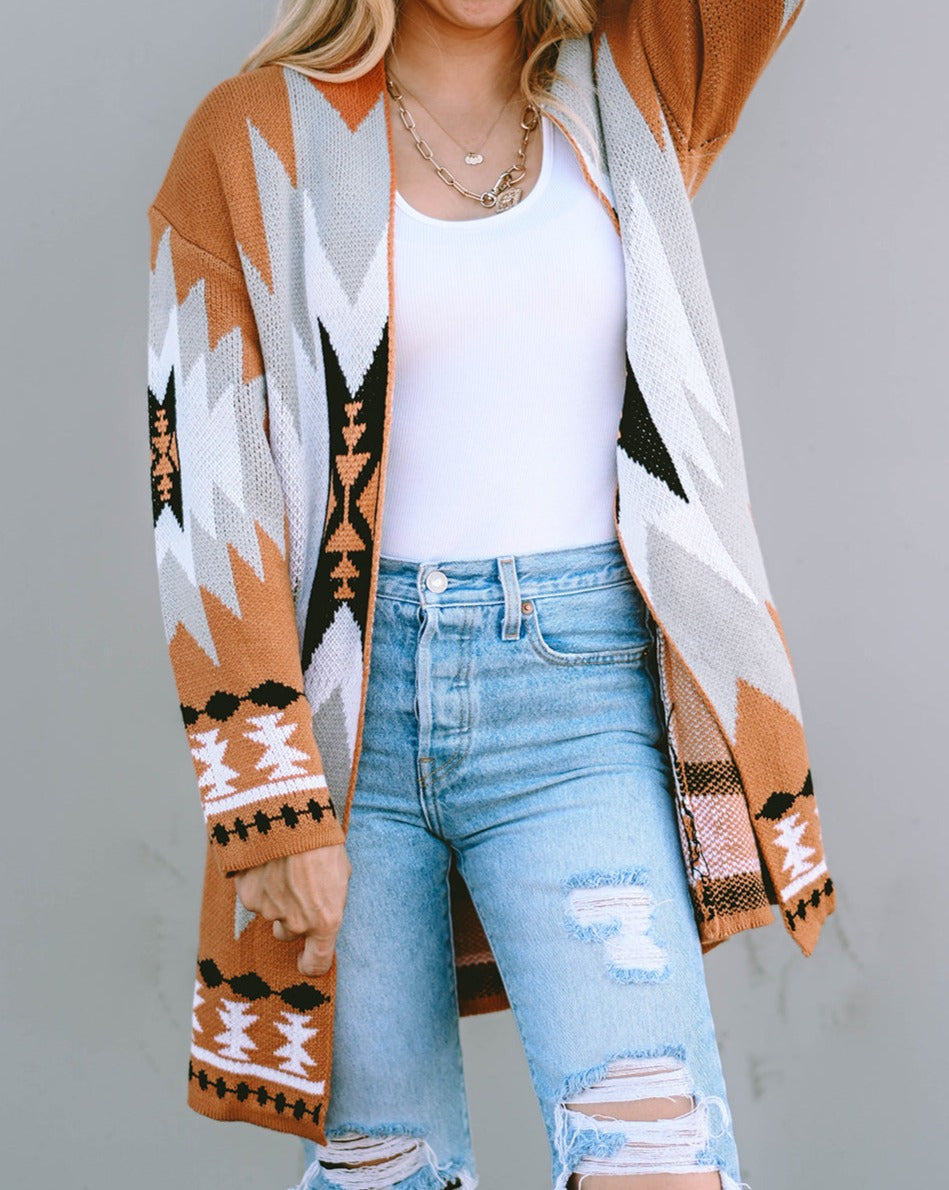 Aztec Open Front Cardigan