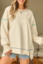 Contrast Stitching Split Hem Sweatshirt