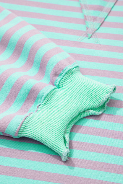 Stripe Reverse Seam Contrast Trim Sweatshirt