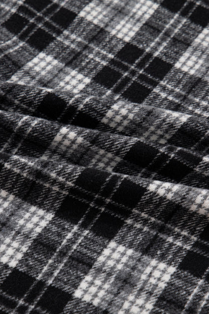 Plaid Collared Zip-Up Long Sleeve Mini Dress