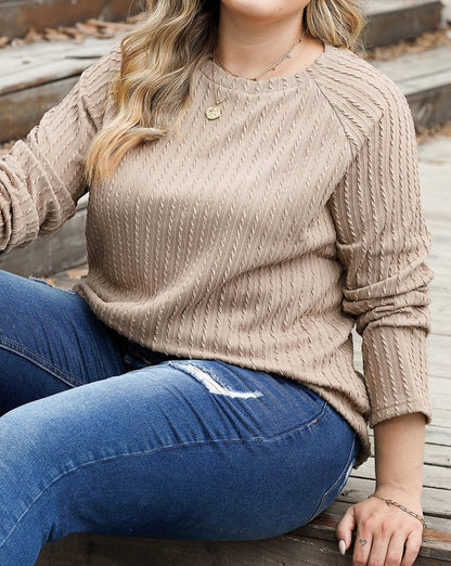 Ribbed Knit Crewneck Top Plus Size