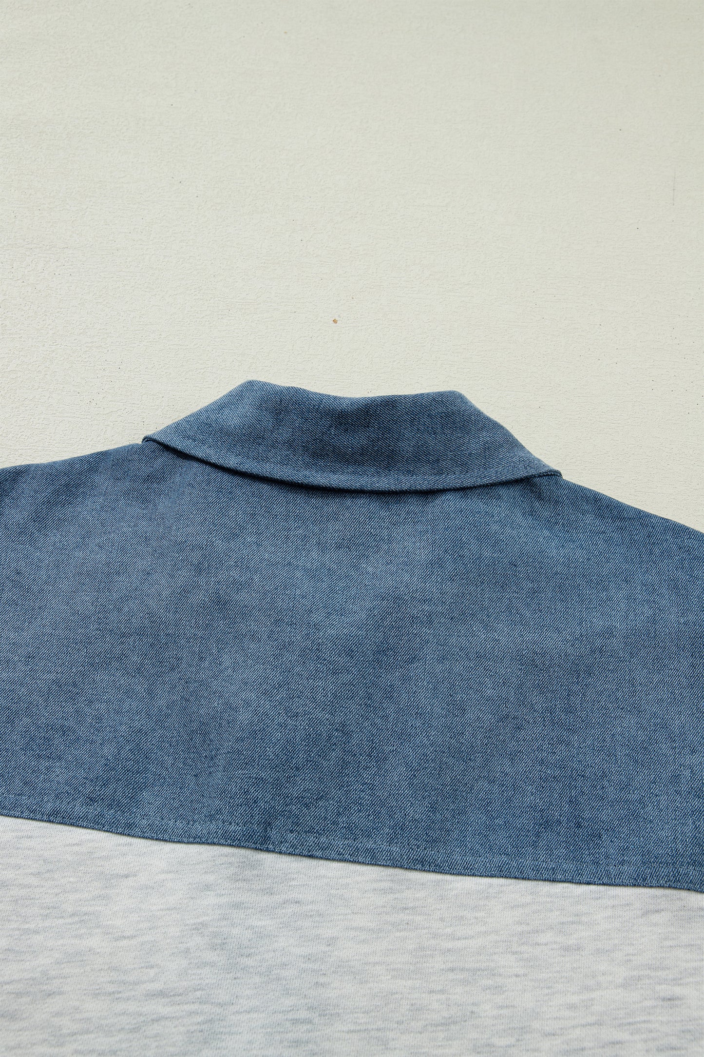 Colorblock Denim Patchwork Buttoned Polo Top