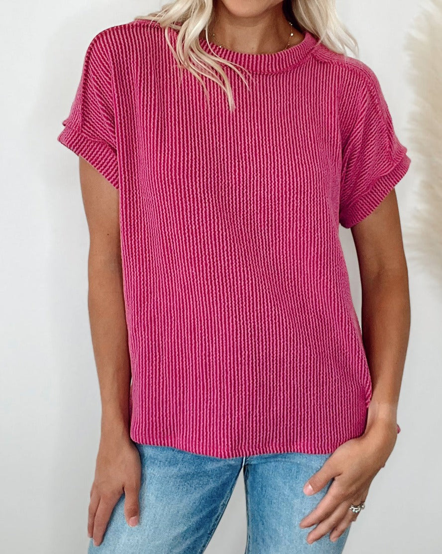 Corded Knit Reverse Seam T-Shirt