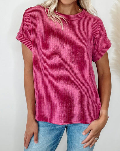 Corded Knit Reverse Seam T-Shirt