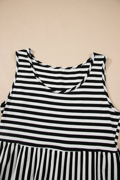 Stripe Scoop Neck Sleeveless Mini Dress