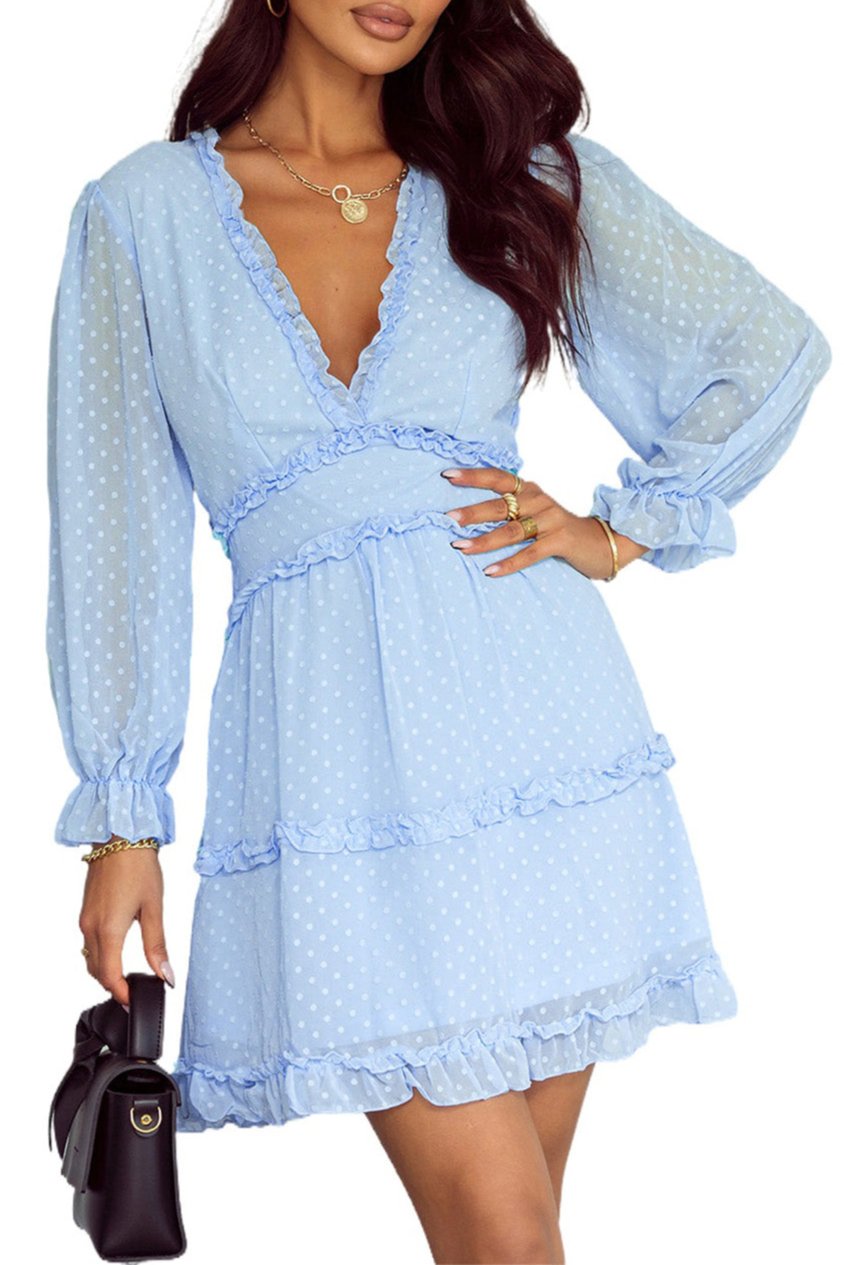 Ruffle Puff Sleeve Mini Dress