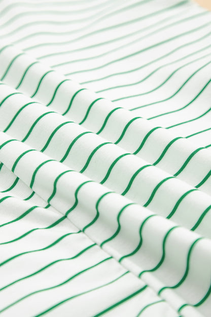 Stripe Ruffle Sleeve Crewneck T-Shirt Mini Dress