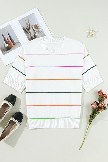 Colorblock Stripe Drop Shoulder Sweater