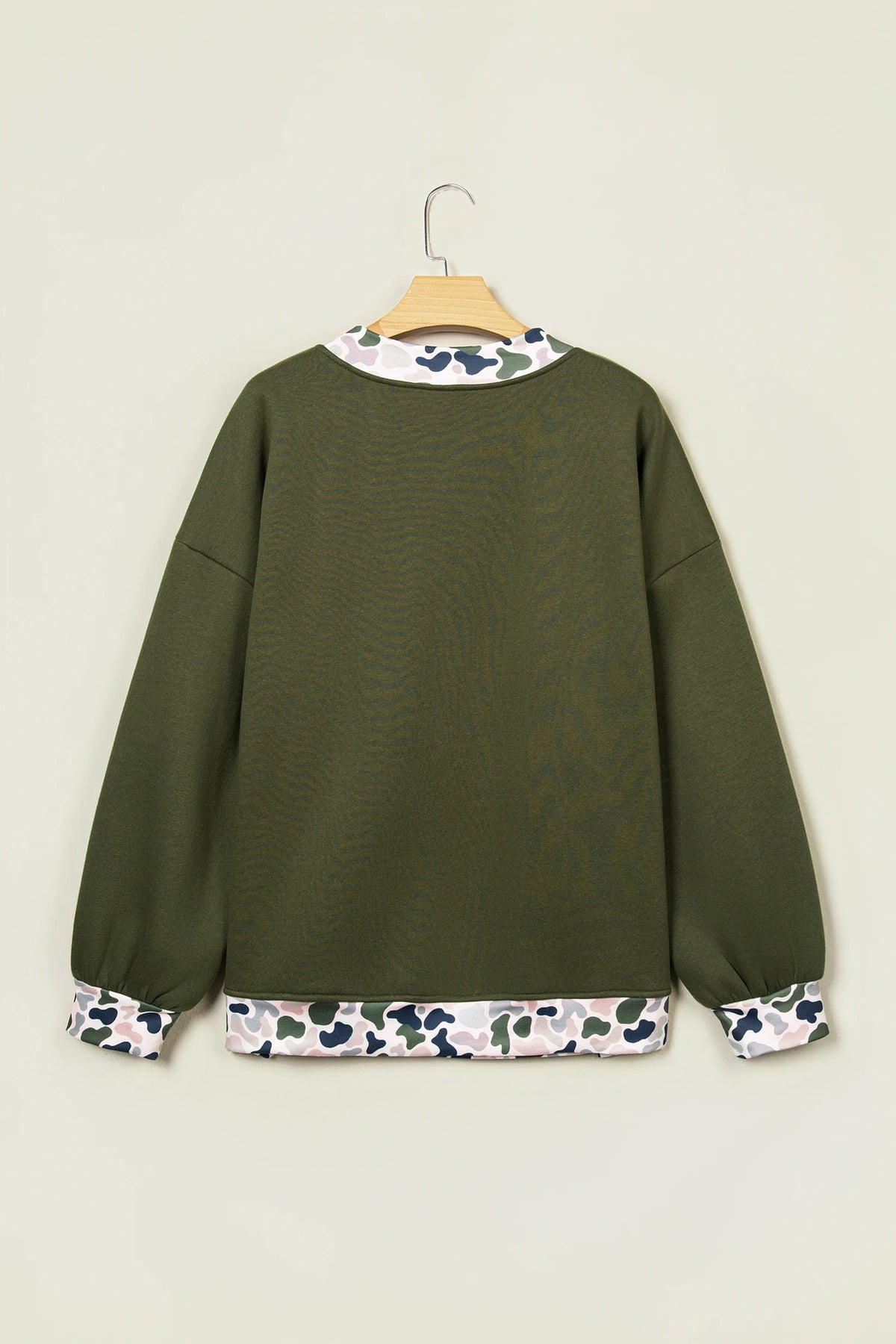 JESUS/MALLARD Letter Print Contrast Mock Neck Sweatshirt