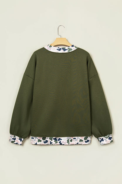 JESUS/MALLARD Letter Print Contrast Mock Neck Sweatshirt