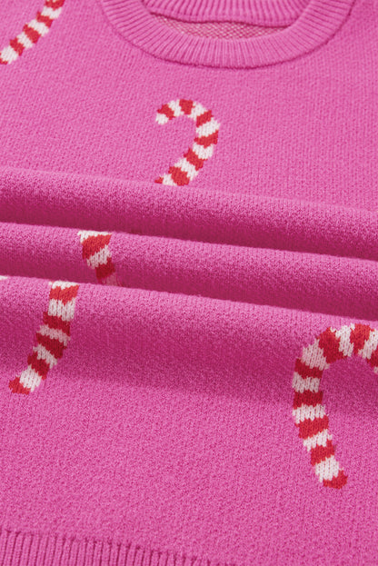 Christmas Candy Cane Drop Shoulder Sweater