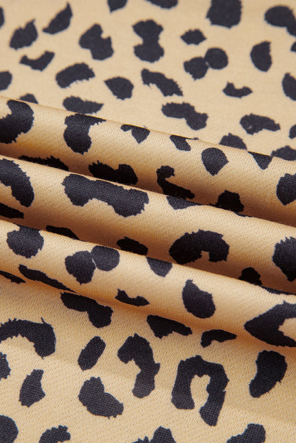 Plus Size Leopard Stripe Patchwork Side Slit Sweatshirt