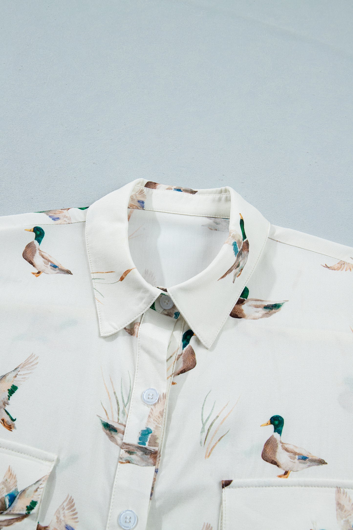 Mallard Button Flap Pocket Collared Blouse