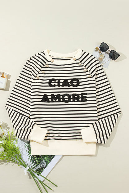 CIAO AMORE Stripe Pullover Sweatshirt