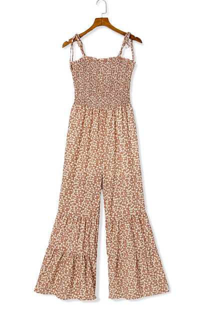 Floral Smocked Wide Leg Jumpsuit