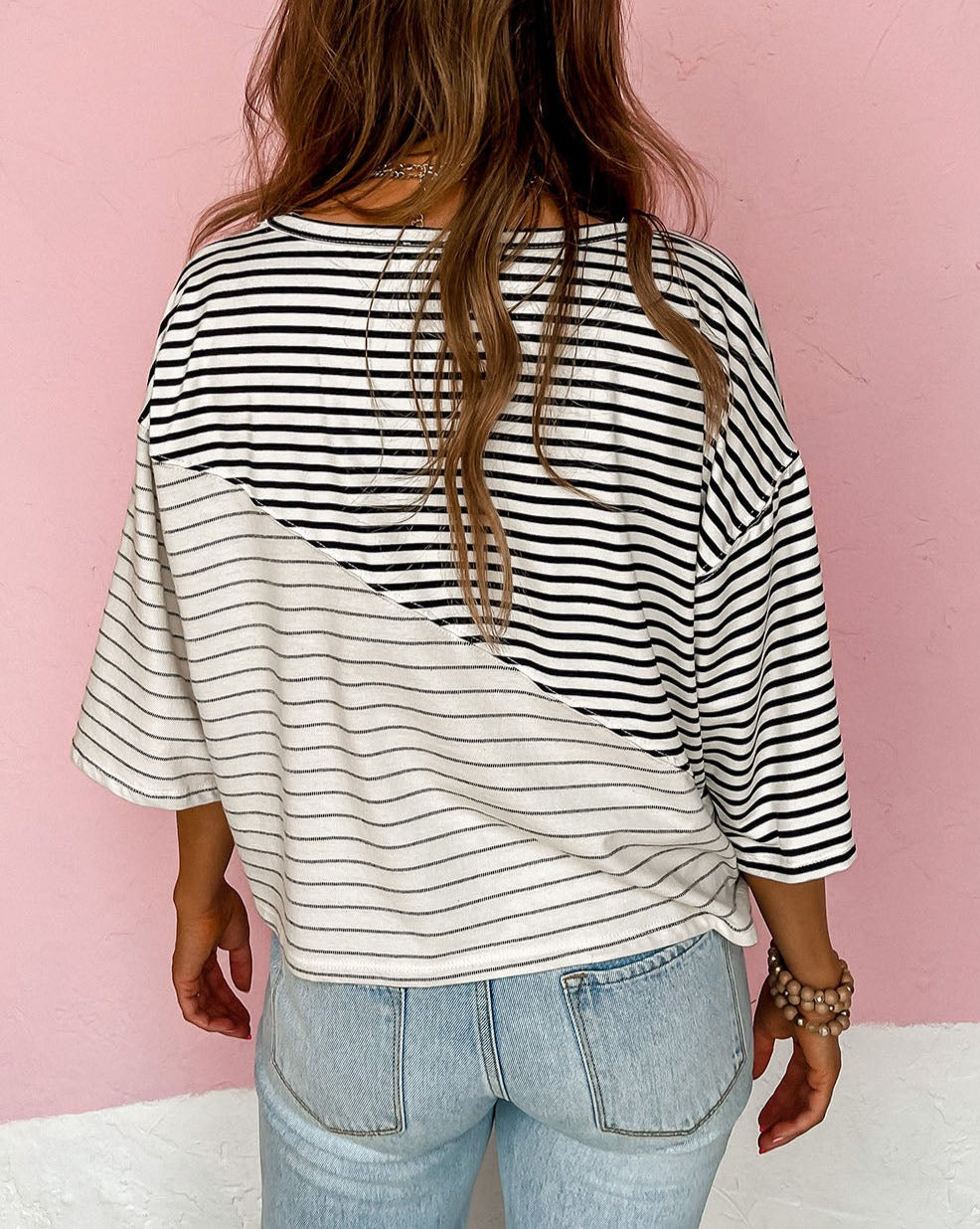 Stripe Colorblock Short Sleeve Top