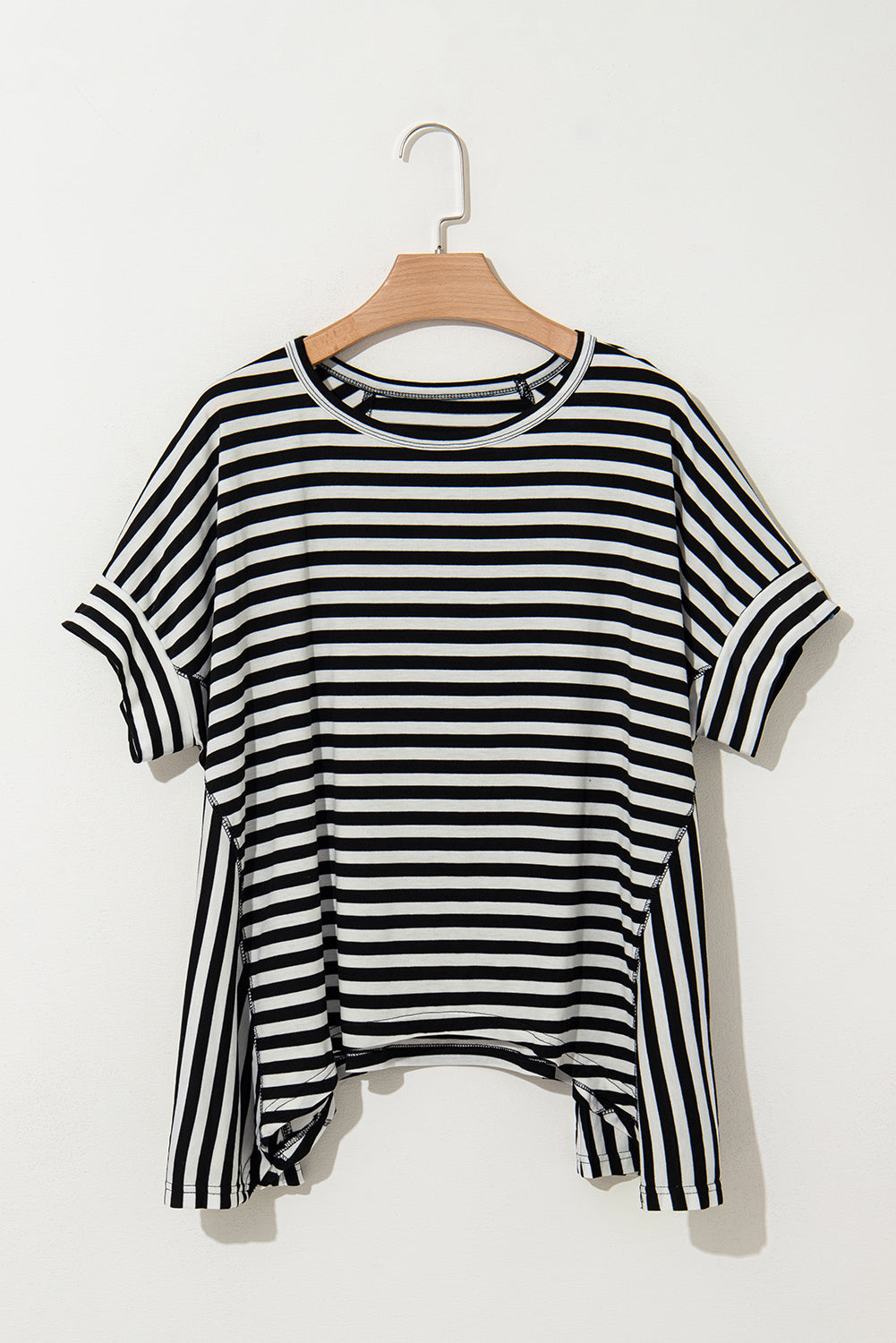 Stripe Batwing Sleeve Crewneck Top