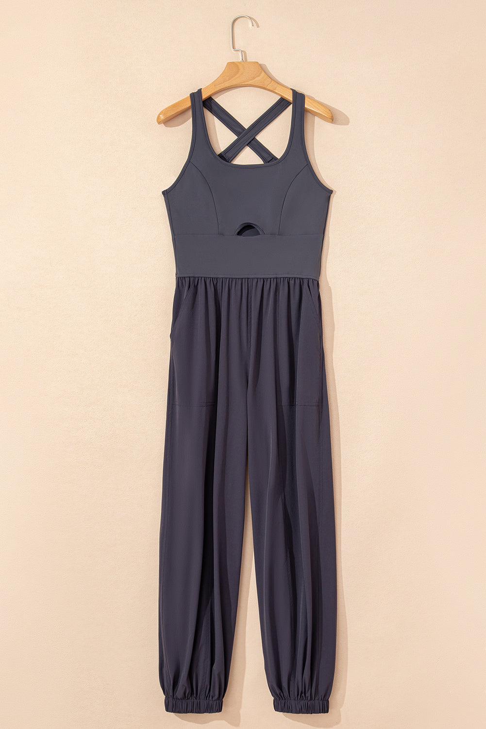 Solid Cross Back Jogger Jumpsuit