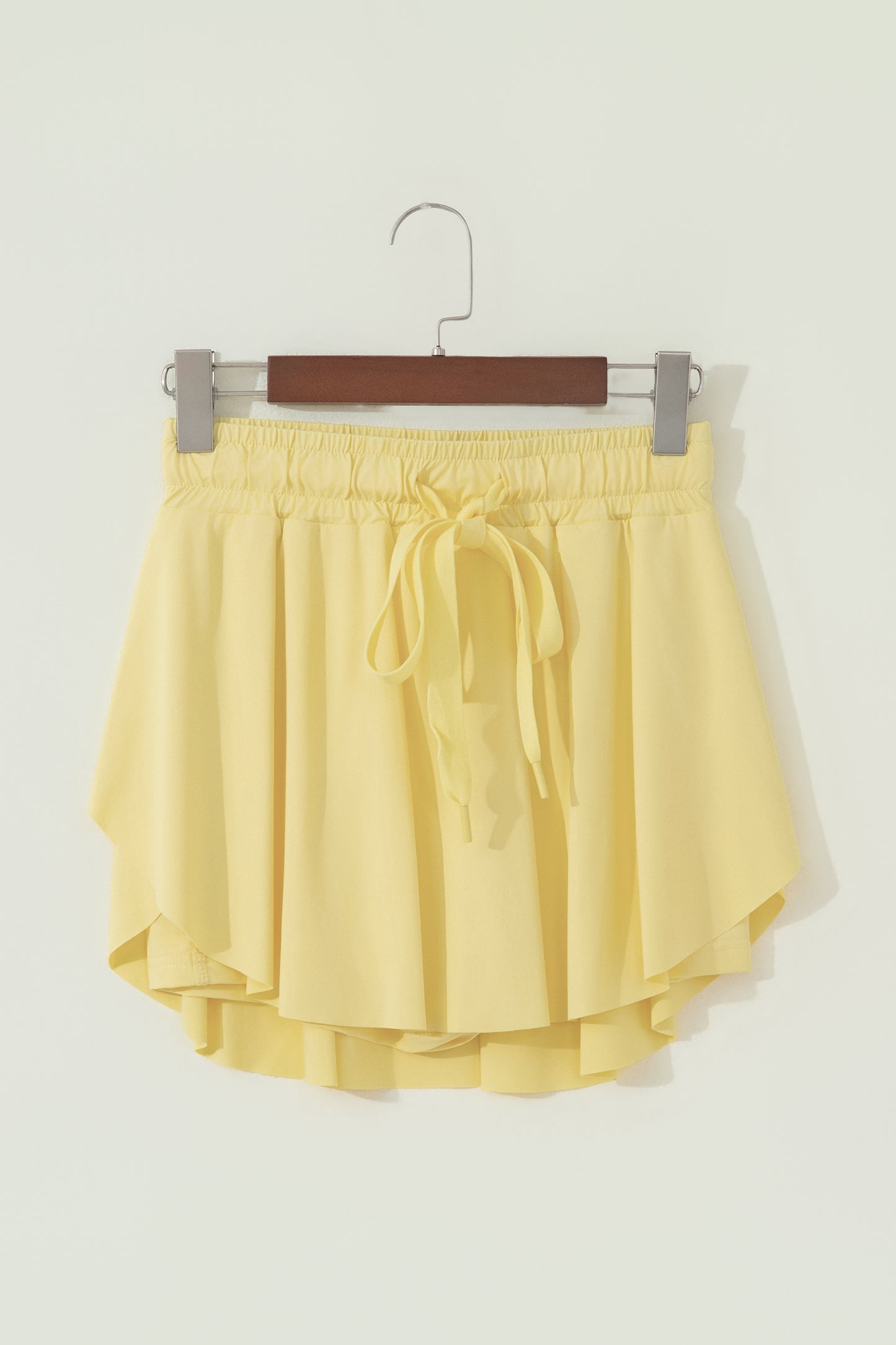 Solid Drawstring Elastic Waist Lined Tennis Skort