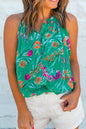 Floral Buttoned Neckline Tank Top