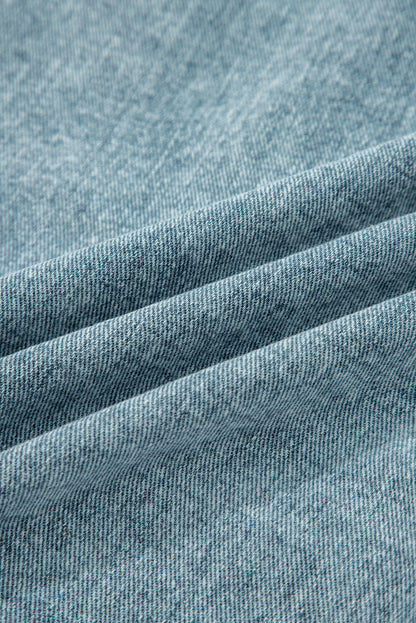 Denim Button Flap Pocket Frayed Vest