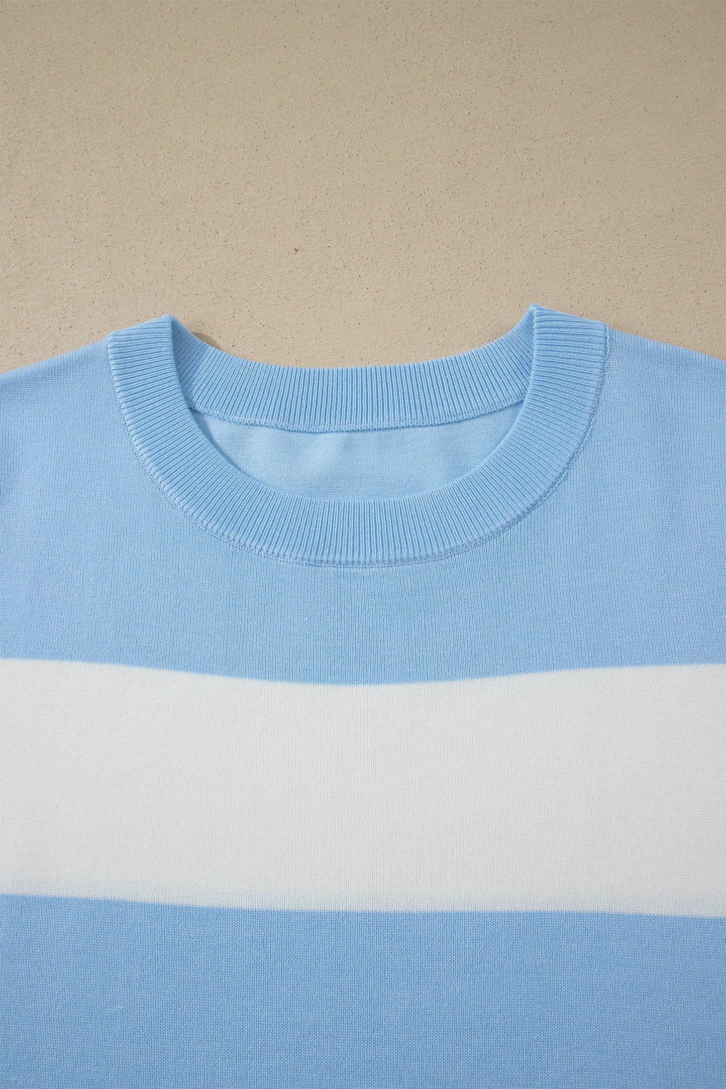 Plus Size Stripe Colorblock Short Sleeve Sweater